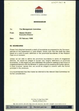 The Management Committee: Draft of boundaries as prepared by the Surveyor-General of the Departme...