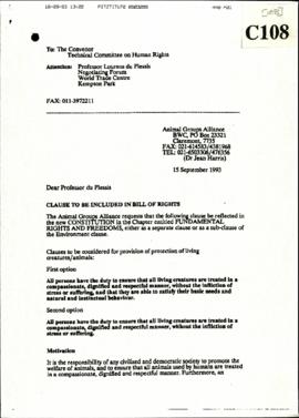 Animal Group Alliance – Clauses to be considered for provision of protection of living creatures/...