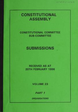 Received as at 20th February 1996. Volume 23. Part 1. Organisations