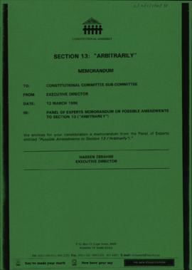 Constitutional Committee Sub-Committee: Memorandum from the Independent Panel of Constitutional E...
