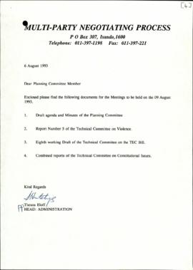 Letter to members of planning committee