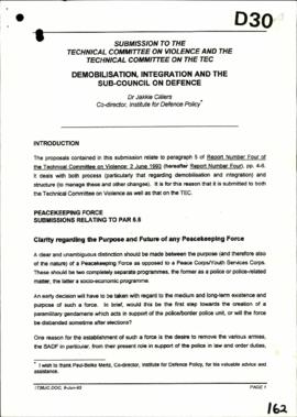 Dr Jakkie Cilliers Co-Director, Institute for Defence Policy – Demobilization, Integration and th...