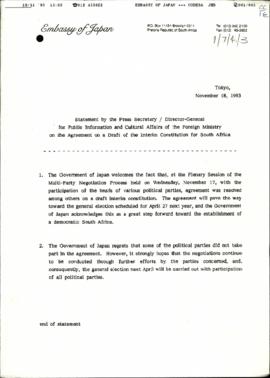 Government of Japans Statement by the Press Secretariat or Director General for Public informatio...