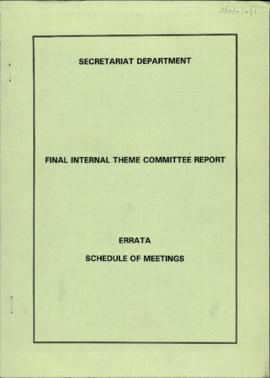 Final internal theme committee report: errata schedule of meetings