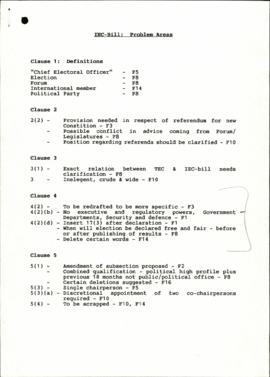 IEC bill – Problem areas and notes