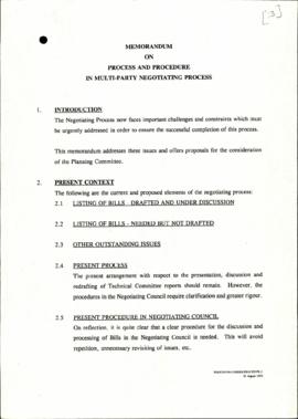 Memorandum on process and procedure in MPNP