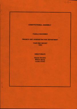 Finance and Administration Department: Yearend report, 1994