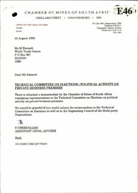 Chamber of Mines of South Africa – Political Activity on Private Business Premises