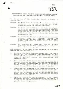 AVU – Resolution to ensure peaceful conditions for constitutional negotiations and free political...