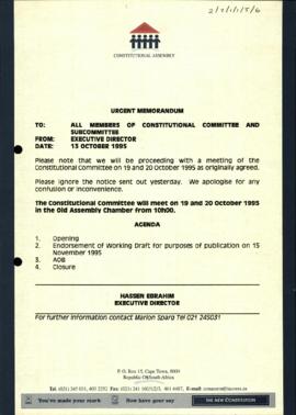 Constitutional Committee Meeting on 19 and 20 October 1995