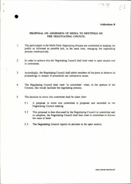 Proposal on admission of media to meetings of the negotiating council