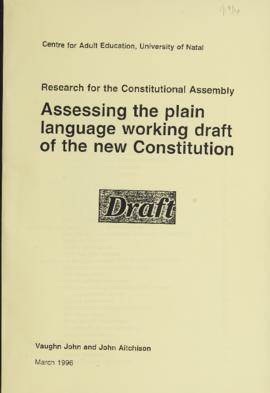 Assessing the plain language working draft of the New Constitution