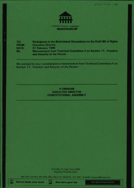 Participants in the Multilateral discussions on the Draft Bill of Rights. Memorandum from Technic...