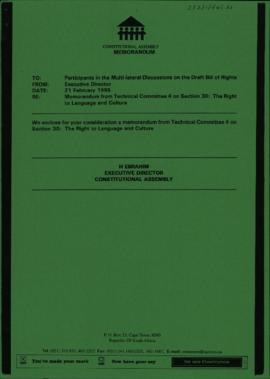 Participants in the Multilateral discussions on the Draft Bill of Rights. Memorandum from Technic...