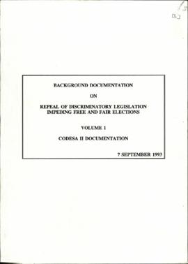 Background documentation on repeal of discriminatory legislation impeding free and fair elections...