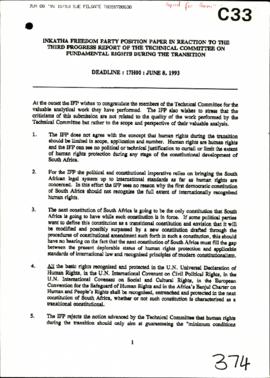 Inkatha Freedom Party – Third Progress Report