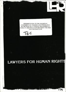 Lawyers of Human Rights – representation to the Goldstone Commission on Violence and intimidation...