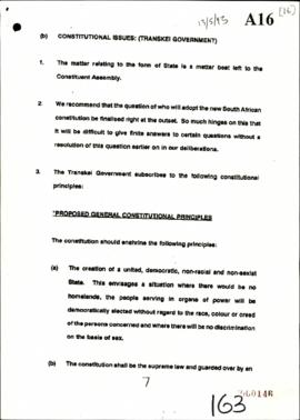 Transkei – Submission: Constitutional Issues