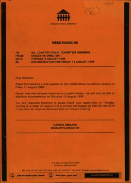 Memorandum: Draft agenda for a meeting on 11 August 1995