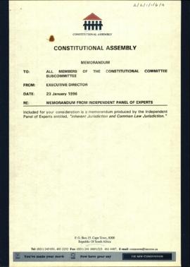 Constitutional Committee Sub-Committee: Memorandum from Independent Panel of Constitutional Exper...