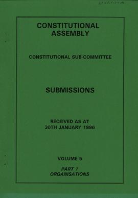 Received as at 30th January 1996. Volume 5. Part 1. Organisations