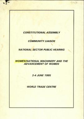 National Sector Public Hearing: Women/ National Machinery and the Advancement of Women