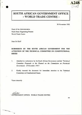 SA Government – Technical Committee proposals to the channel on the commission on provincial gove...