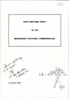 Six and final draft of the Independent Electoral Commission bill