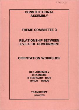 Relationship between Levels of Government. Orientation Workshop