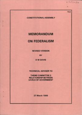 Memorandum on Federalism revised versions by DM Davis