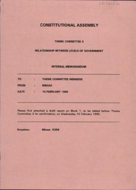 Memorandum: Draft report on Block 1