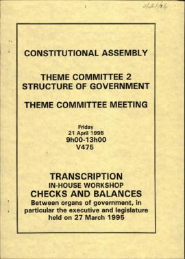 In-House Workshop on “Checks and Balances”. Organs of government
