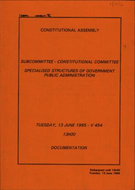 Sub-Committee re Specialised Structures of Government: Public Administration