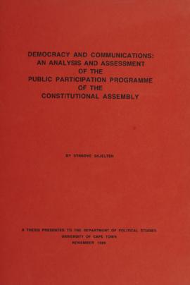Democracy and Communications: An Analysis and Assessment of the Public Participation Programme of...