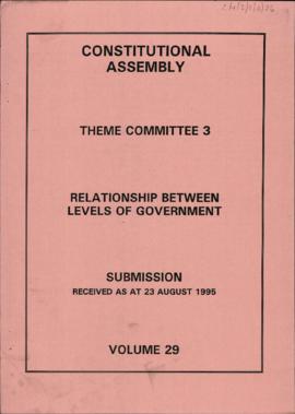 Levels of Government: Submissions received as at 23 August 1995: vol. 29