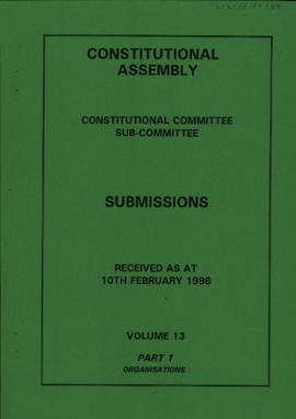 Received as at 10th February 1996. Volume 13. Part 1. Organisations