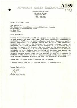 Advocate Colin Kahanovitz – Appointments to the Public Service in the post-apartheid South Africa...