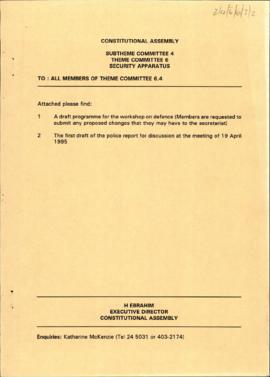 Draft programme for the Defence Workshop: 21 April 1995