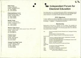 Independent Forum for Electoral Education – Memorandum on the Provisions of an Electoral Act for ...