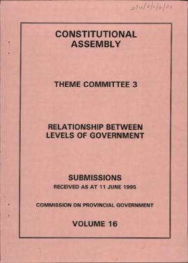 Levels of Government: Submissions received as at 11 June 1995: Commission on Provincial Governmen...