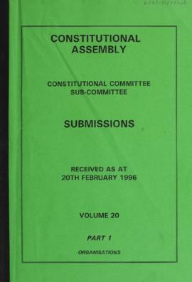 Received as at 20th February 1996. Volume 20. Part 1. Organisations