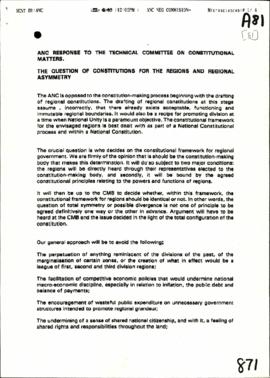 ANC – ANC Response to the Technical Committee on Constitutional Matters: The question of constitu...