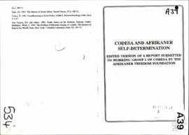 Afrikaner Freedom Foundation – Codesa and Afrikaner Selfdetermination