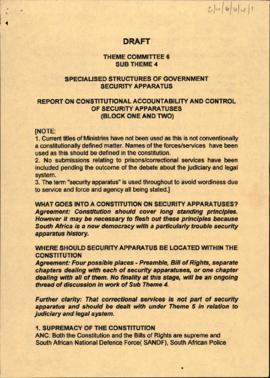 Draft report on Constitutional Accountability and Control of Security Apparatus (Block One and two)