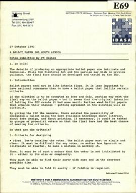 IDASA – A Ballot Paper for South Africa