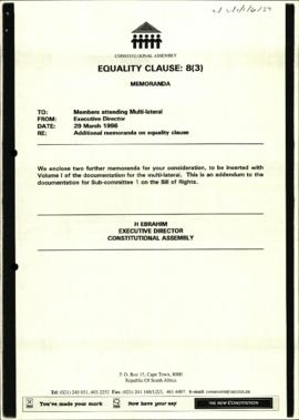 Equality Clause 8(3): Memorandum on Equality Clause