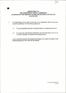 Resolution on the IMC