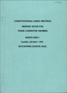 Briefing notes for Theme Committee Members: North West: Taung