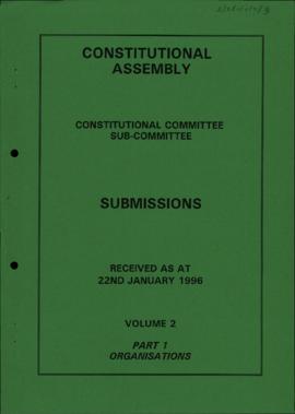 Received as at 22nd January 1996. Volume 2. Part 1. Organisations