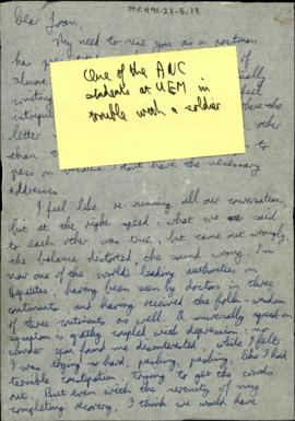 Handwritten letter to Joan